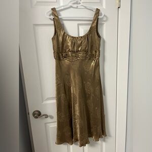 Evan Picone Gold Floral Midi Dress